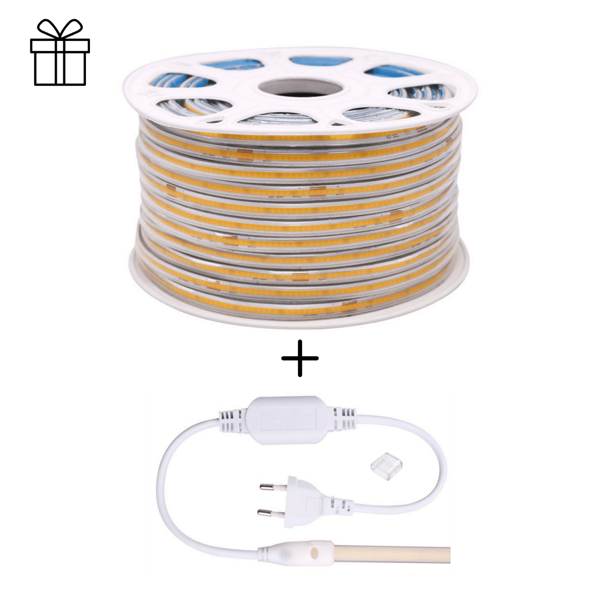 Kit Promo Banda LED COB 220V, 10W/m, IP65, 10 metri, Alb Rece 6500K