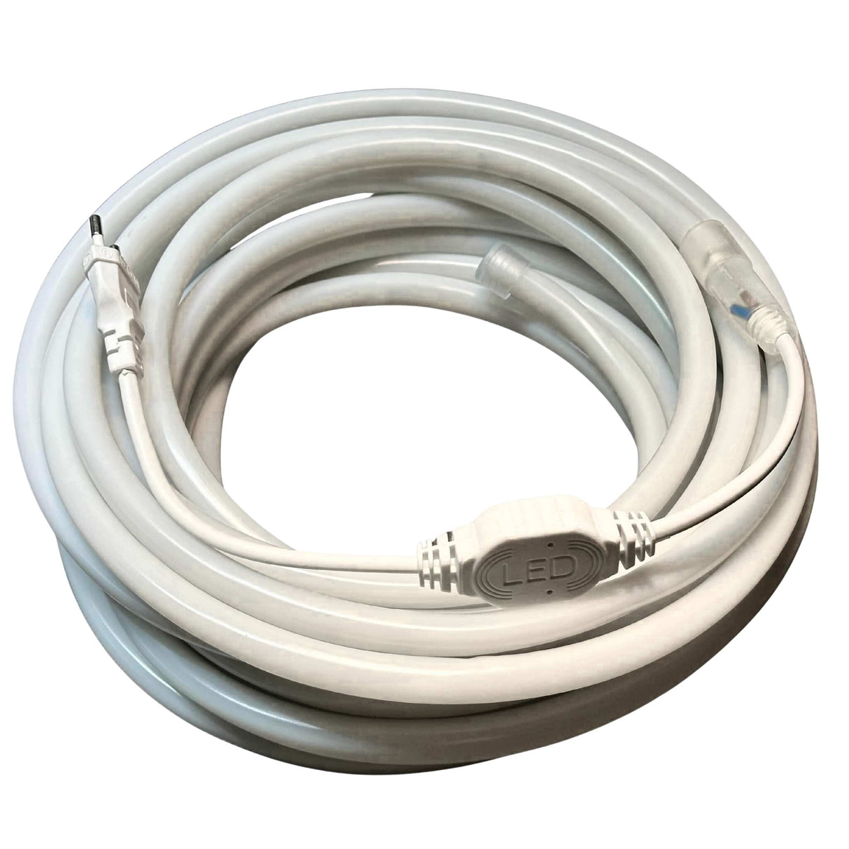 Kit Furtun LED Neon Flex Rotund 220V, 10M, 7W/m, 14mm, IP65, Alb Cald 2800K