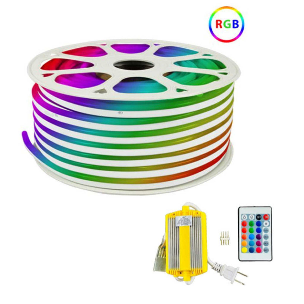 Kit Furtun LED Neon Flex 220V, 10M, 14W/m, 10x20mm, IP65, Multicolor, RGB