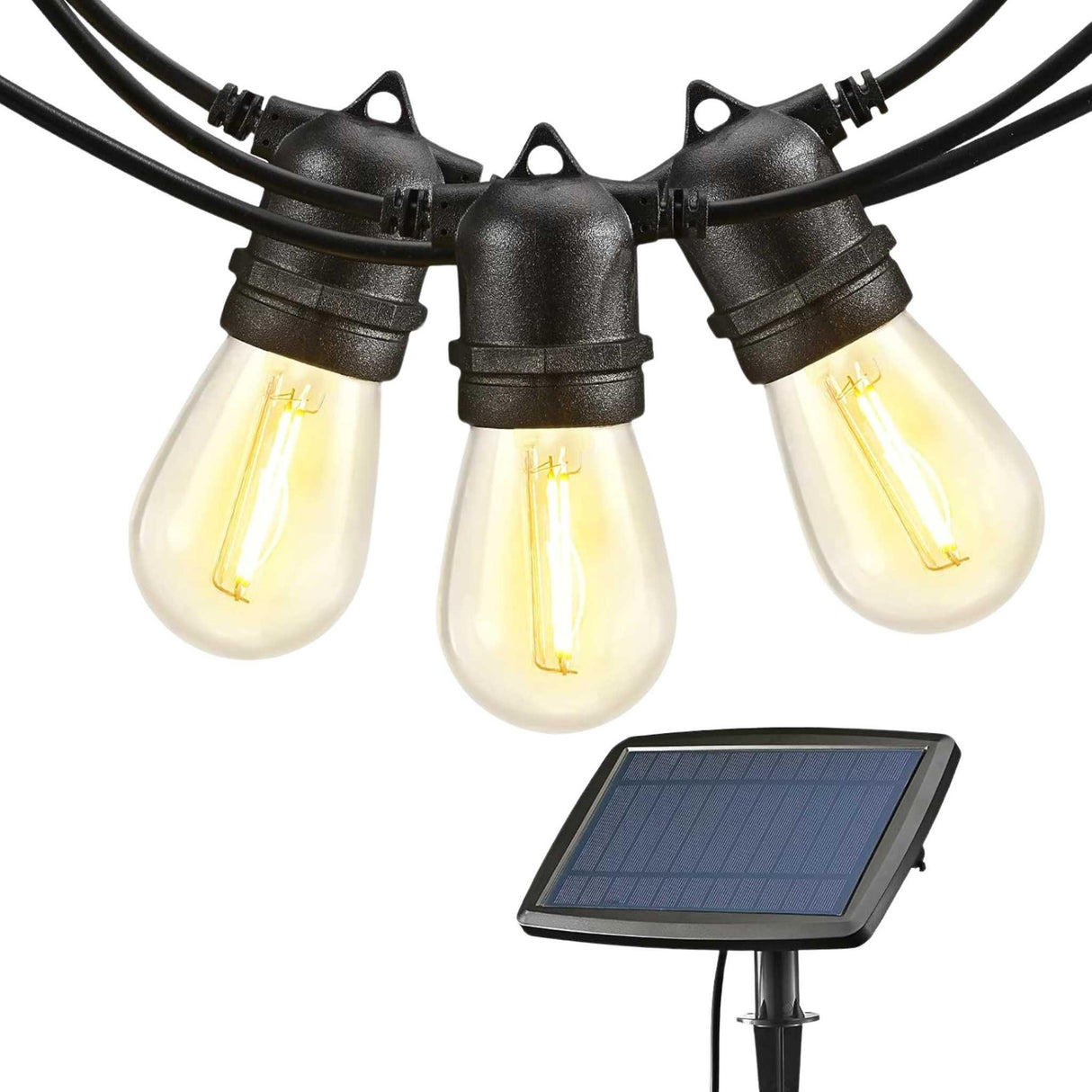 Ghirlanda Luminoasa Solara 15M cu 15 Becuri Led Transparente 1W, ST45, E27, IP65, de Exterior