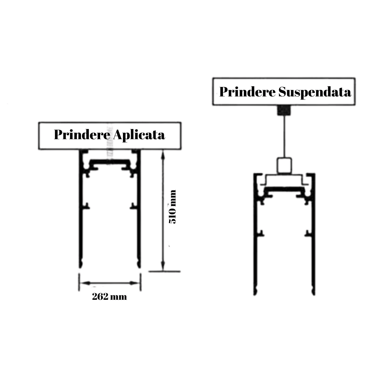 Tiranți șină Magnetică Aplicată 1M, Set 2 Buc