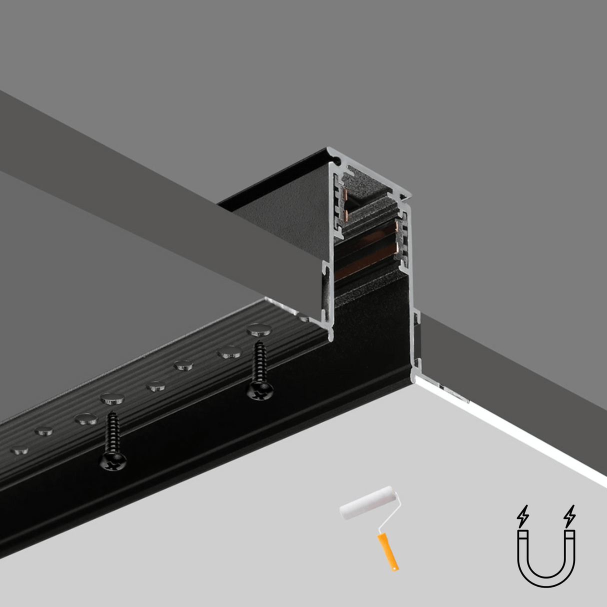 Sina Magnetica Incastrata Prindre pe Rigips Neagra