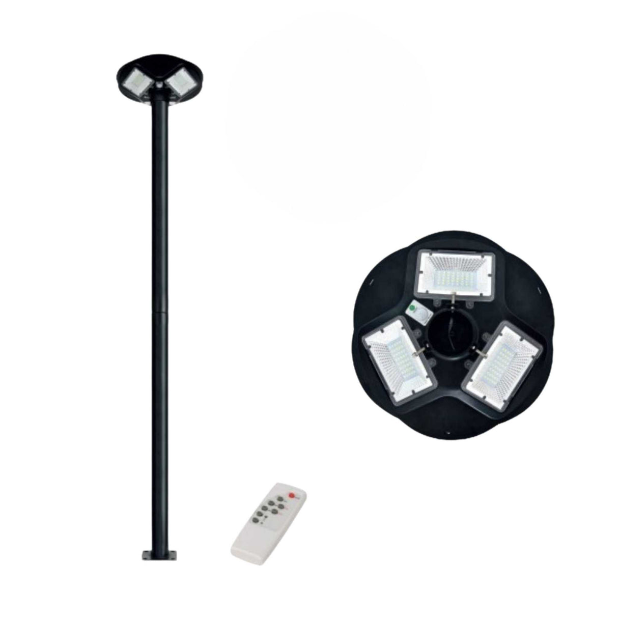 Stalp 3M cu Lampa Solara LED 250W, Senzor de lumina si miscare, Telecomanda