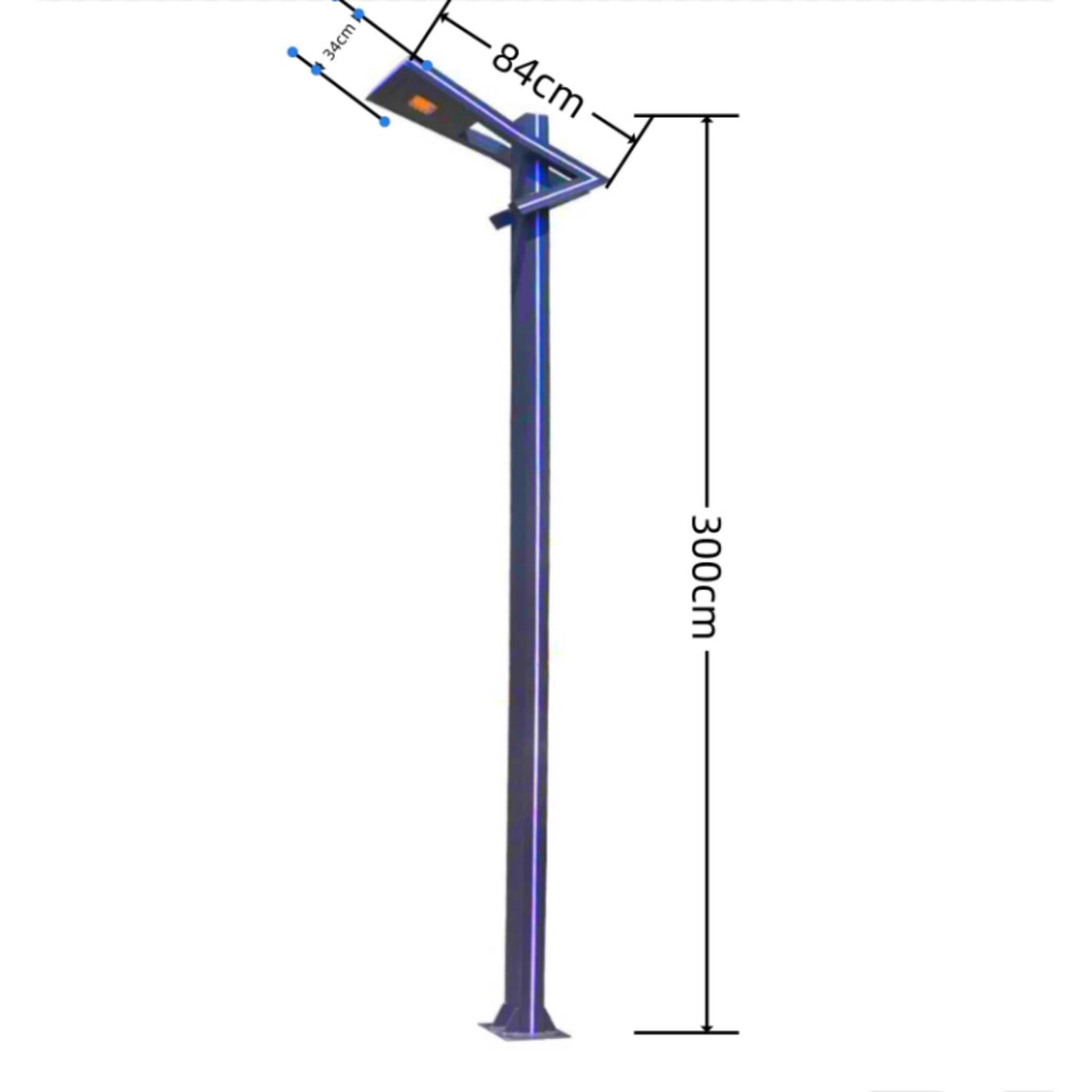 Stalp 3M cu Lampa LED 30W, Lumina Neutra, 4000K, 20W Albastru
