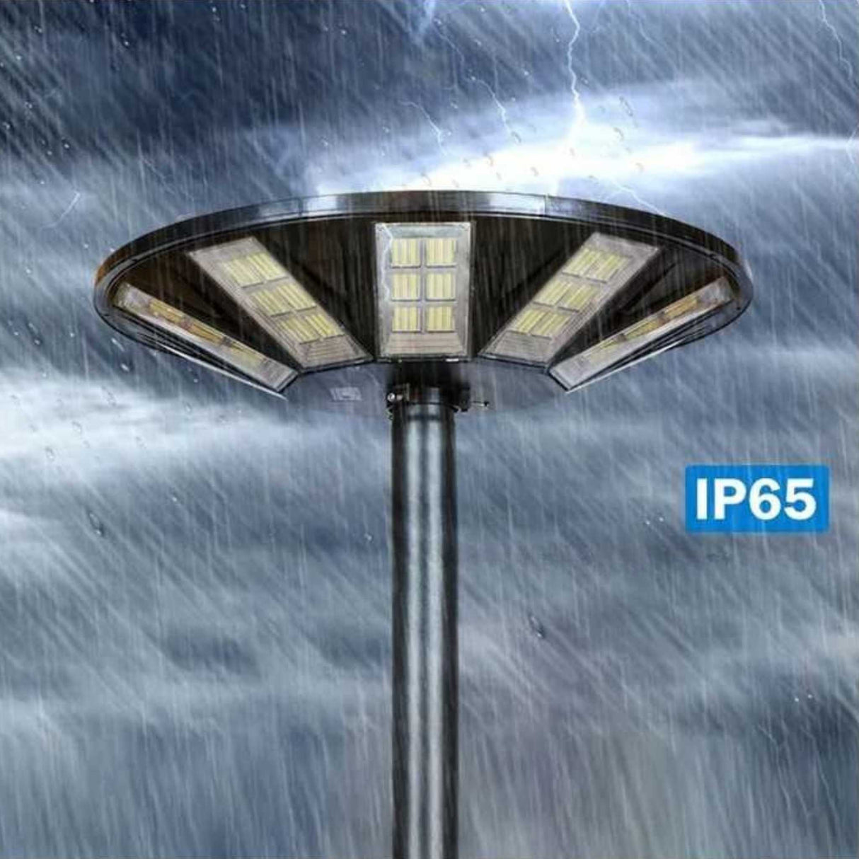 Stalp 2M cu Lampa Solara LED 400W, Senzor de lumina si miscare, Telecomanda