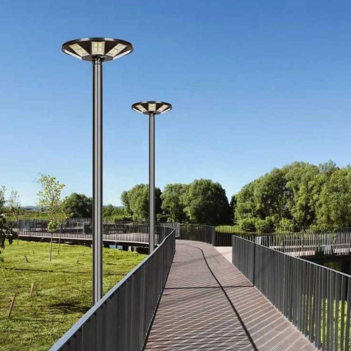 Stalp 2M cu Lampa Solara LED 400W, Senzor de lumina si miscare, Telecomanda