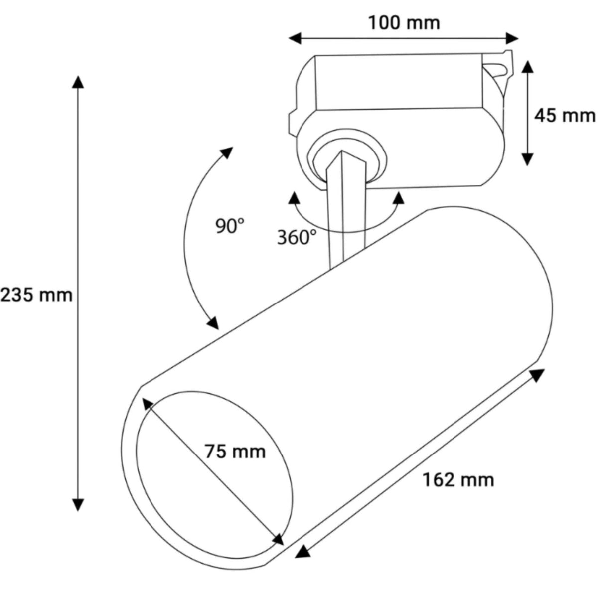 Proiector LED Monofazat 20W, Rotund, Negru