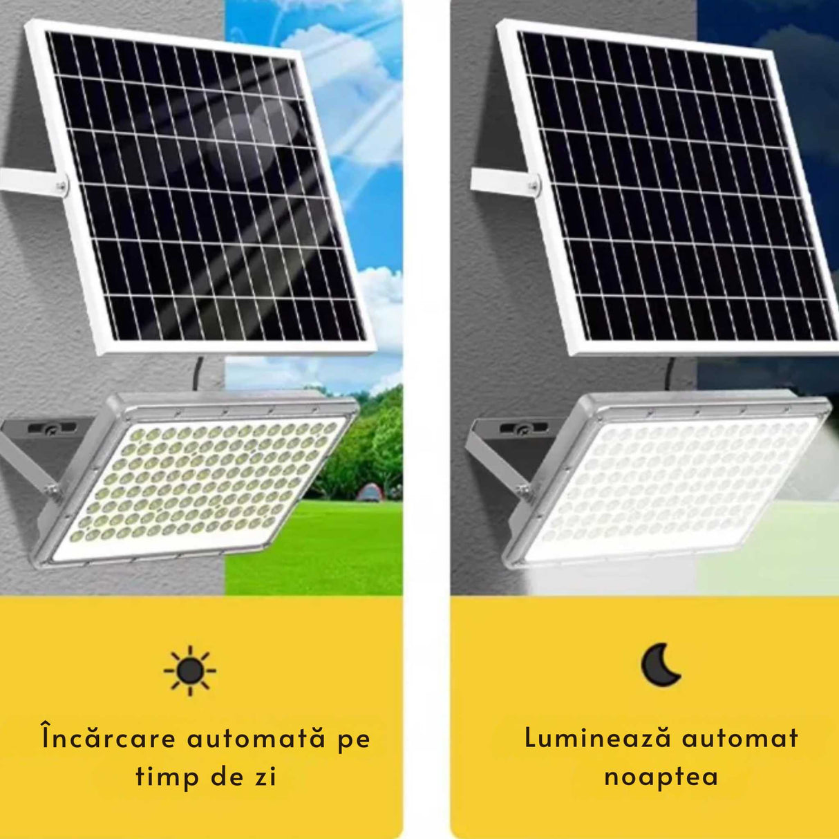 Proiector LED 50W cu Panou Solar si Telecomanda, IP65