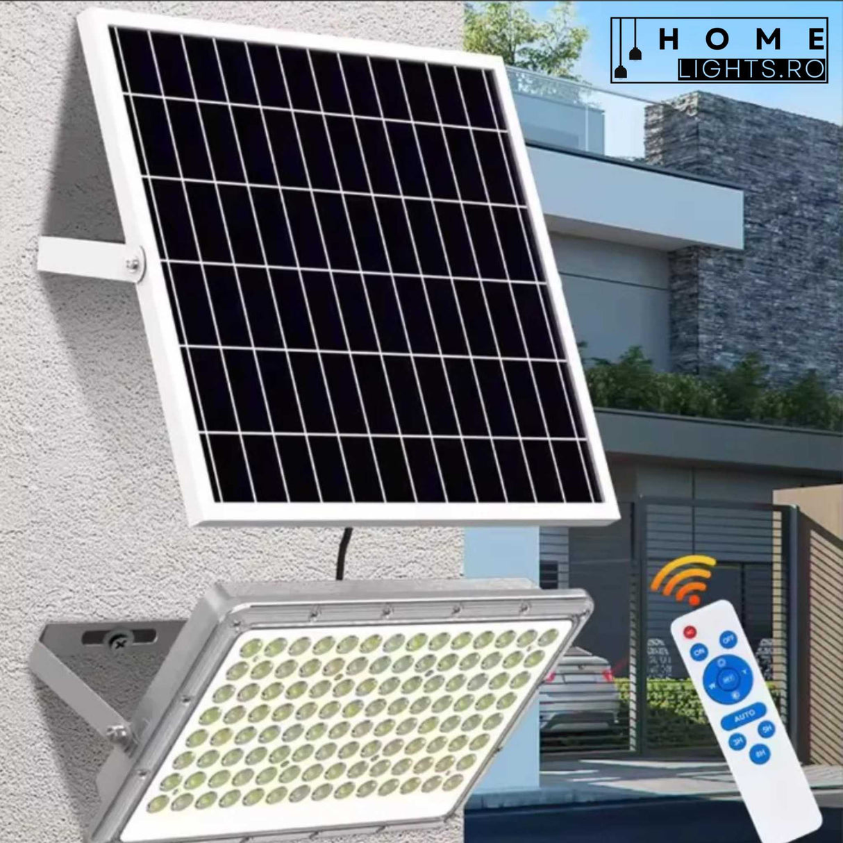 Proiector LED 50W cu Panou Solar si Telecomanda, IP65