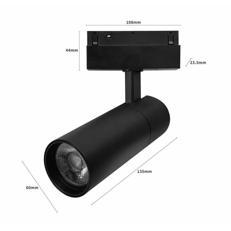 Proiector LED Sina Magnetica 20W, Rotund, Negru