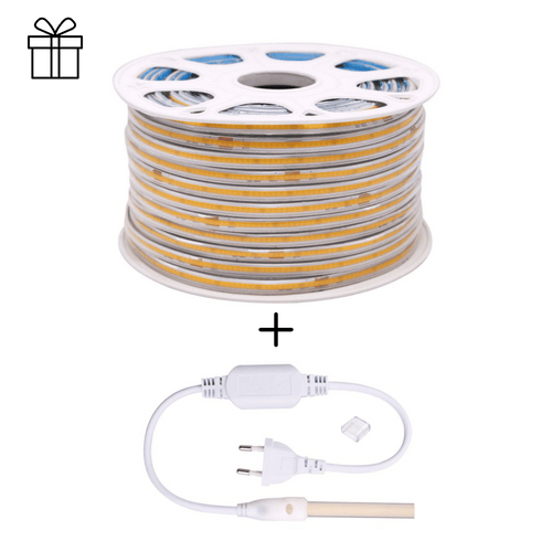 Kit Promo Banda LED COB 220V, 10W/m, IP65, 10 metri, Alb Neutru 4000K