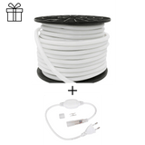Kit Promo: Furtun LED Neon Flex Rotund 220V, 8W/m, IP65, 10 metri, Alb Cald 2800K