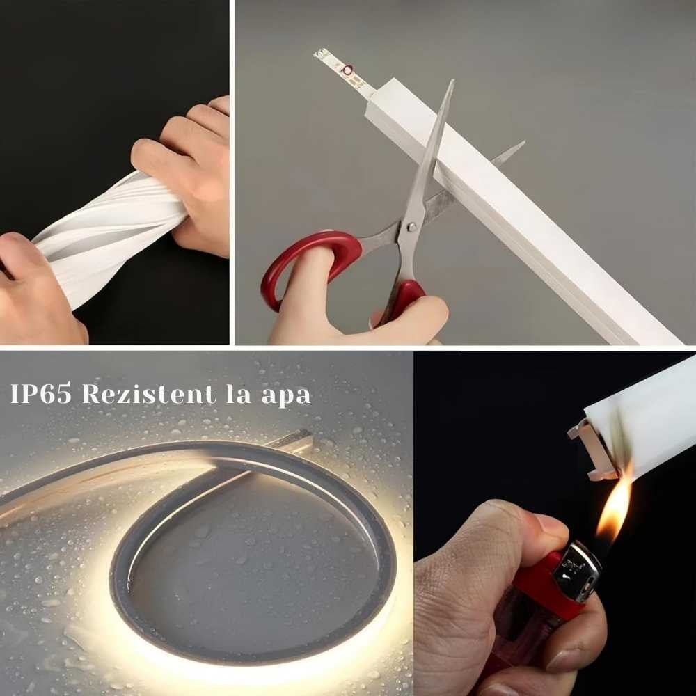 Kit Furtun LED Neon Flex 220V, 5M, 10W/m, 10x10mm, IP65, Albastru