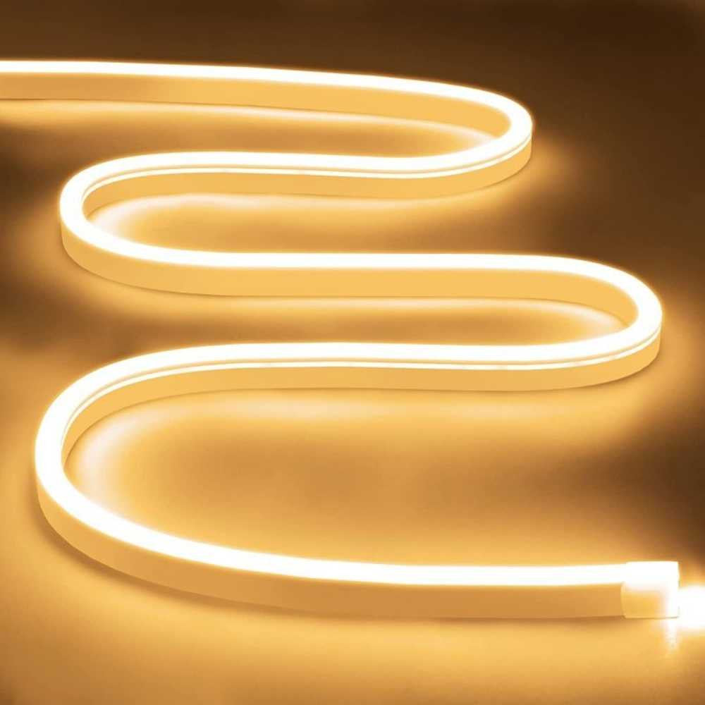 Kit Furtun LED Neon Flex 220V, 5M, 10W/m, 10x10mm, IP65, Alb Cald 3000K