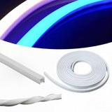 Kit Furtun LED Neon Flex 220V, 5M, 10W/m, 10x10mm, IP65, Albastru